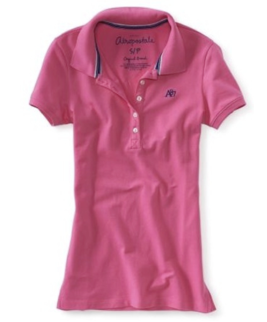 AEROPOSTALE WOMENS SOLID A87 POLO 5 BUTTON PIQUE STRETCH SCHOOL UNIFORM